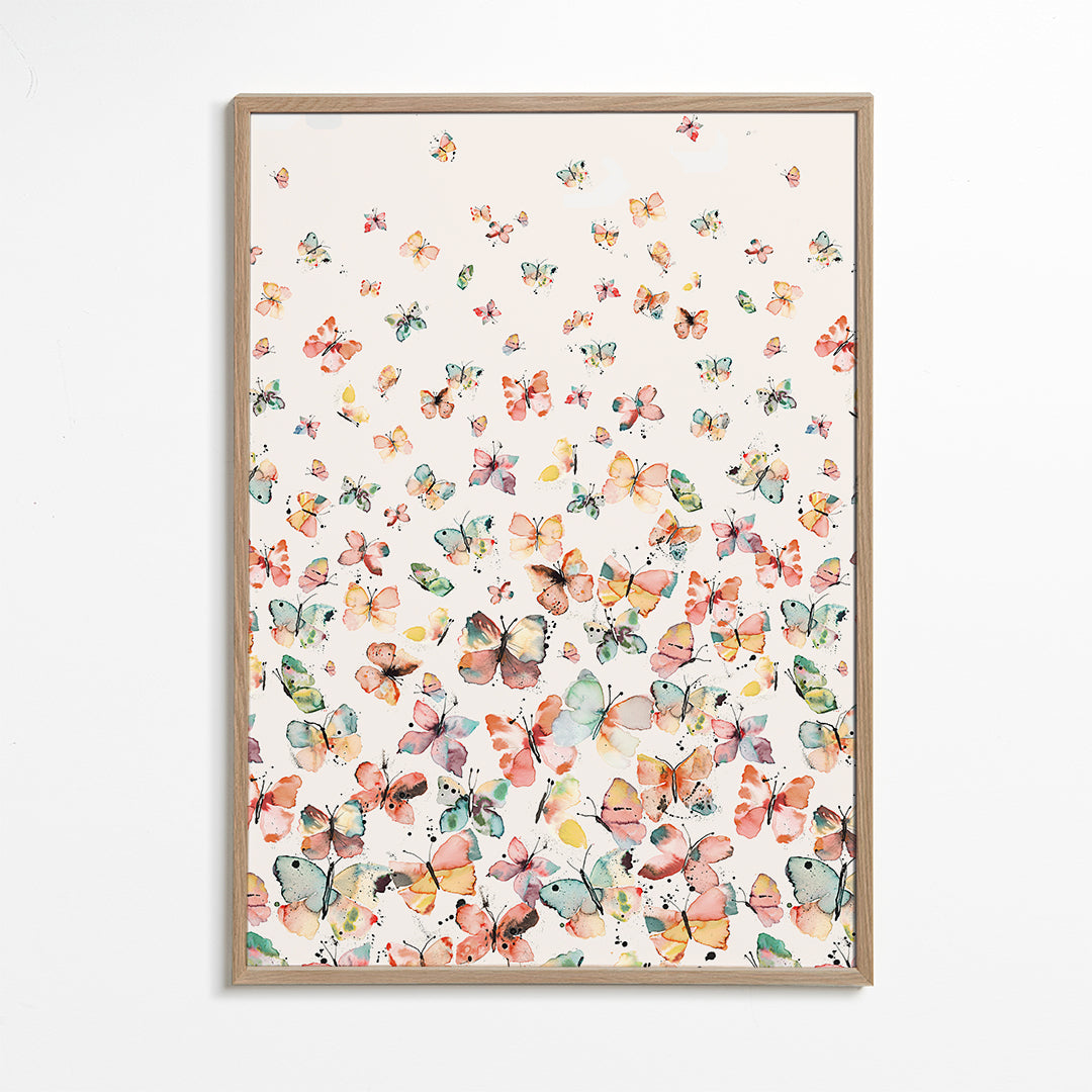 Watercolor Butterflies Gradation Rustic