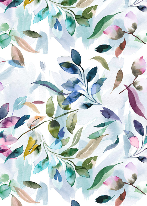 Watercolor Leaves Colorful