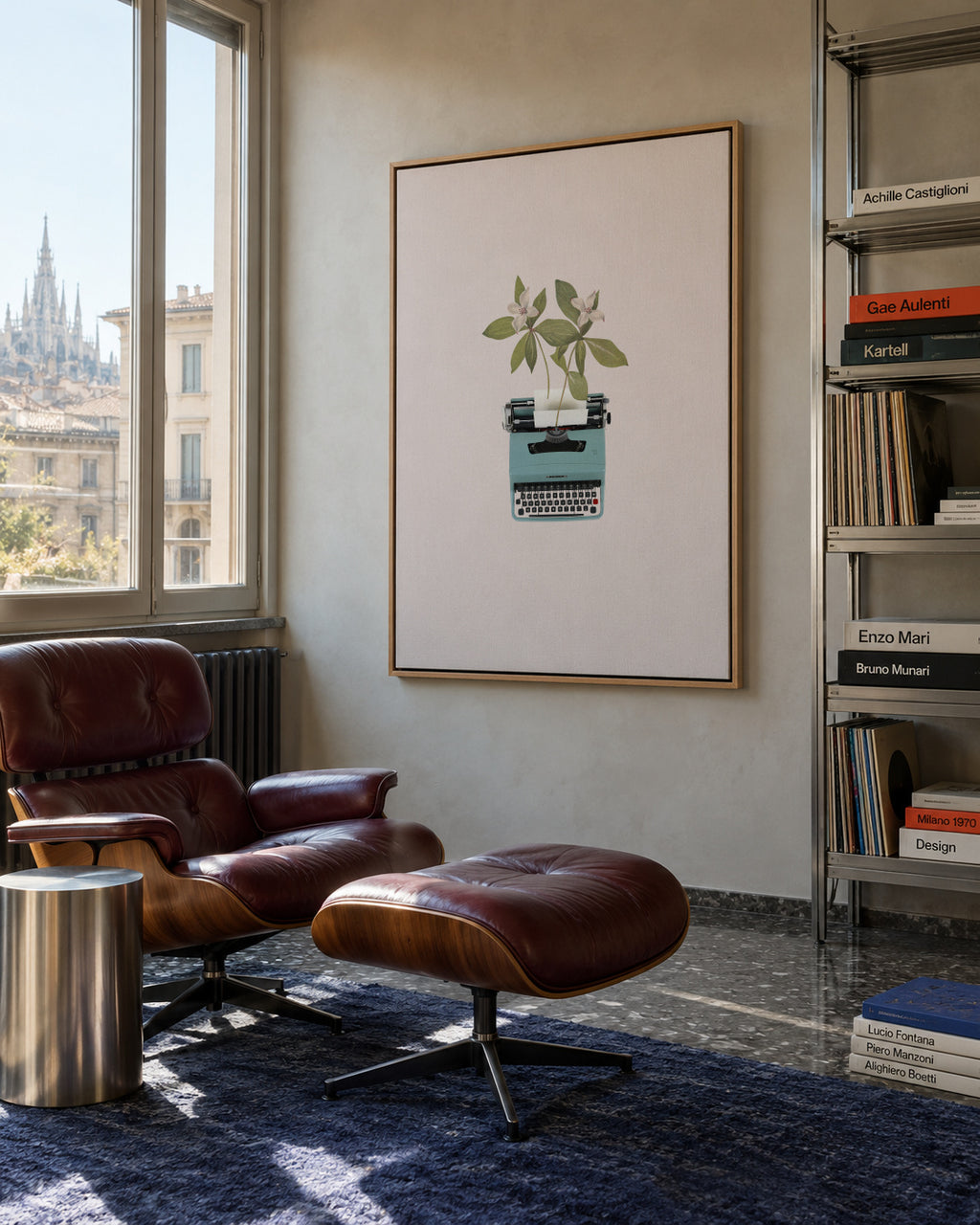 Botanical typewriter - Framed canvas in an interior