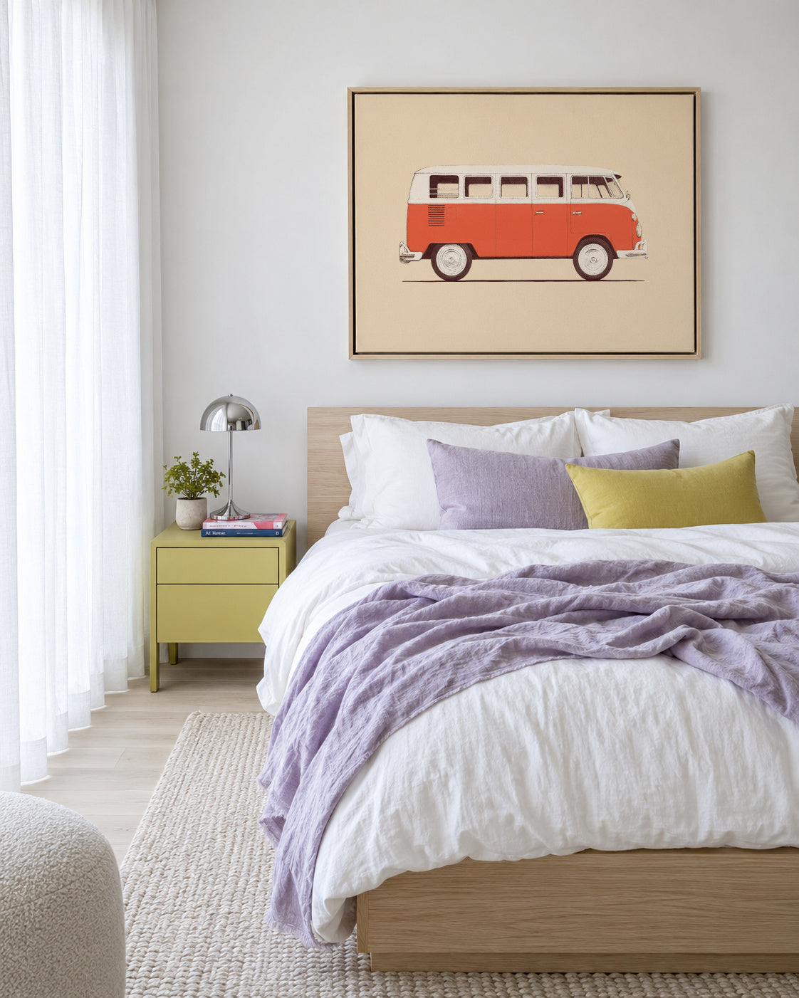 Red Van - Framed canvas in an interior