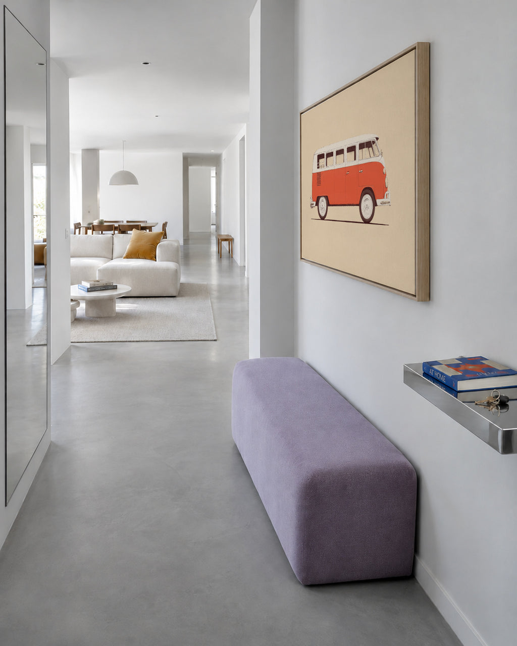 Red Van - Framed canvas in an interior