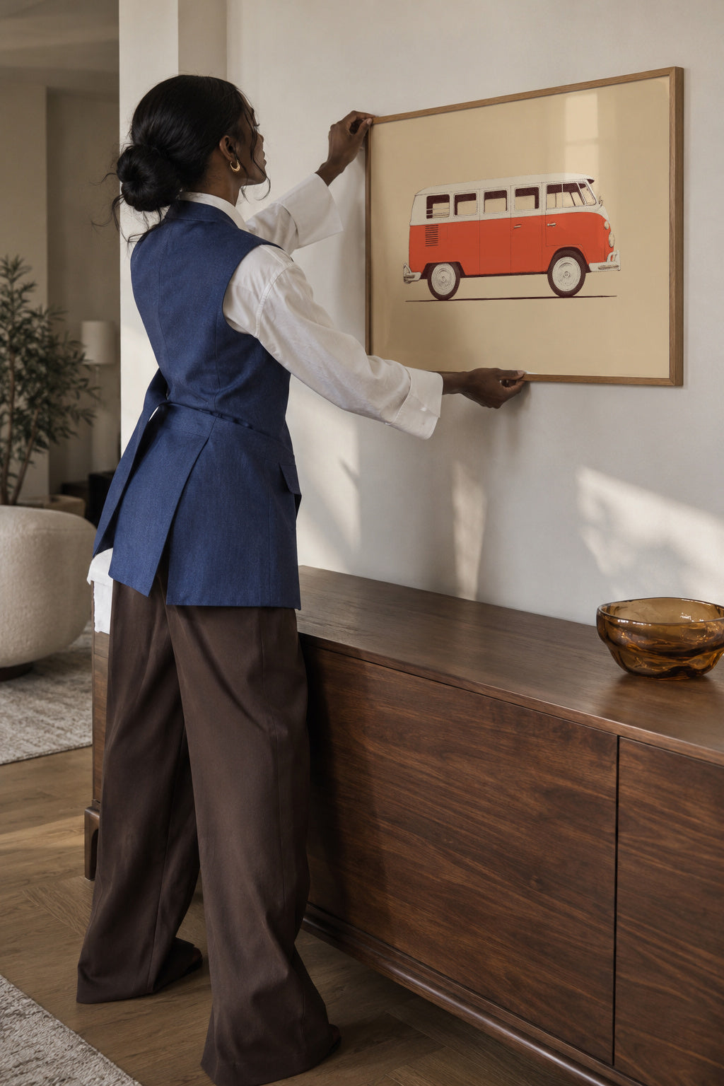 Red Van - Framed poster in an interior