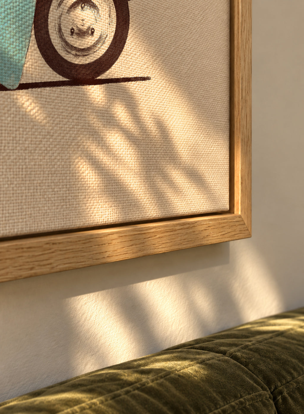 Vintage Car with Surfboard - Framed canvas detail