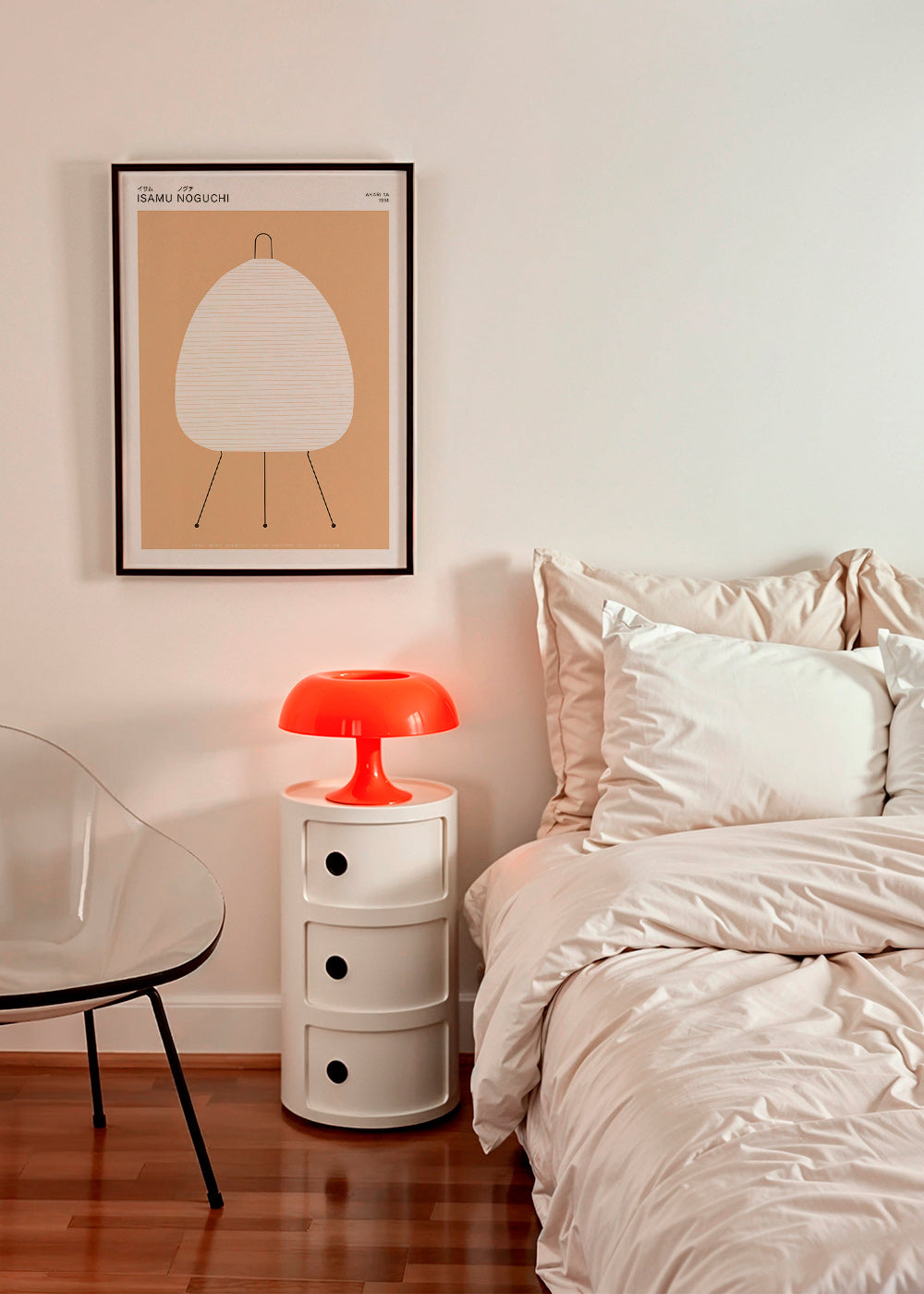 Minimal kitchen art Noguchi Akari lamp