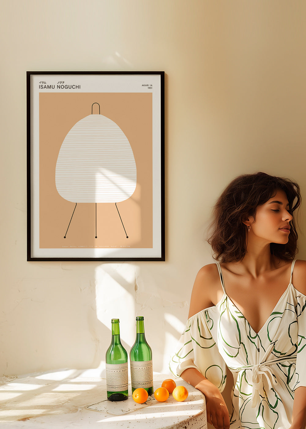 Minimal kitchen art Noguchi Akari lamp
