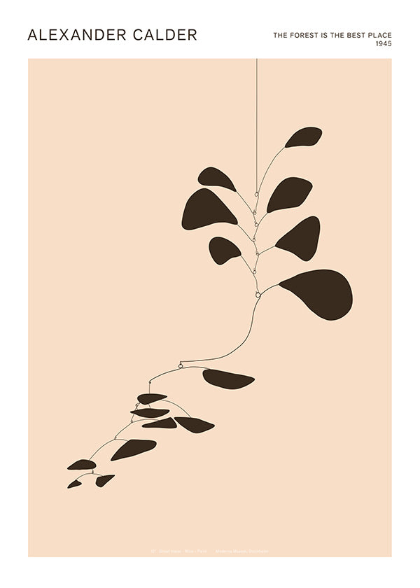 Botanical print Calder mobile of black leaves