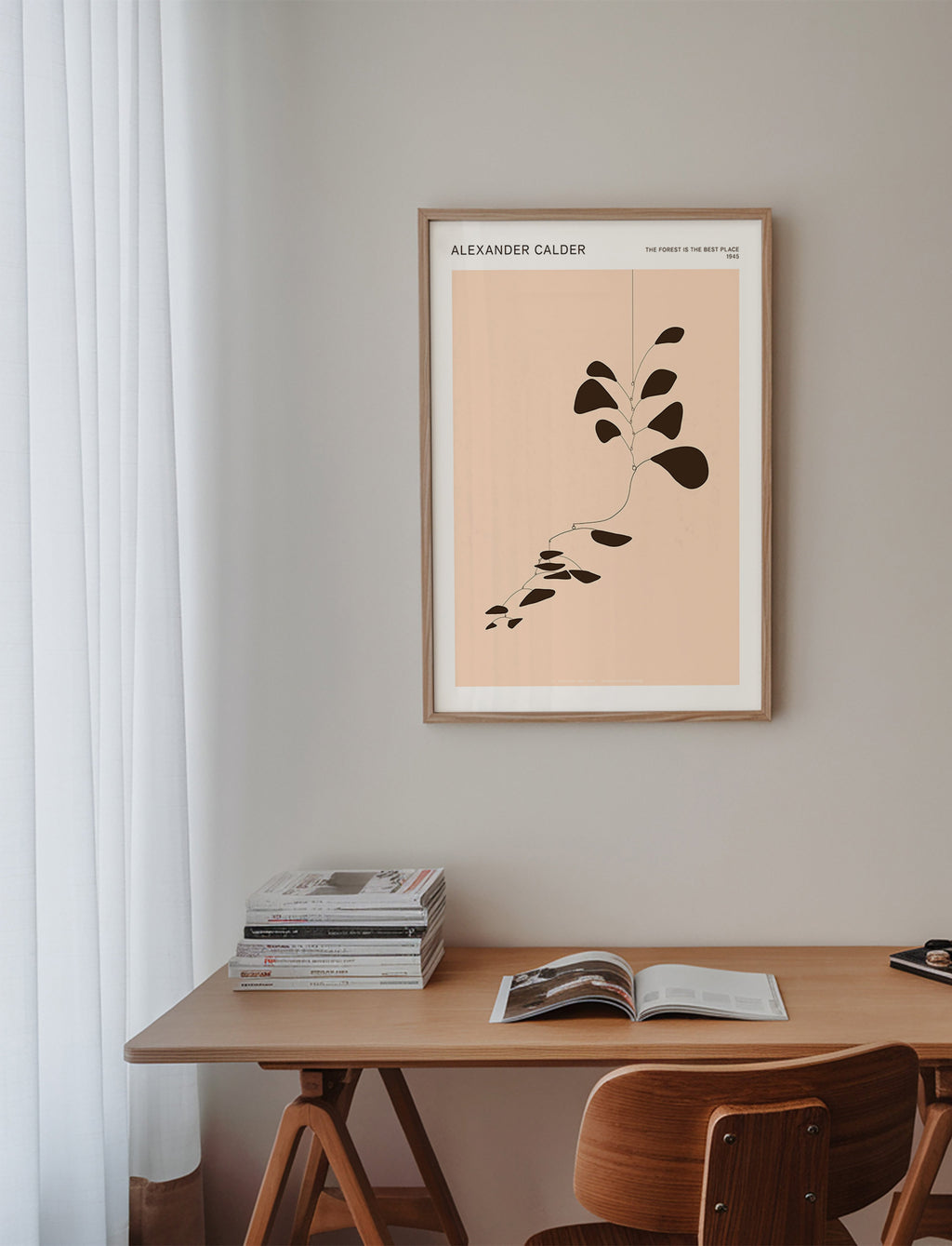 Botanical print Calder mobile of black leaves