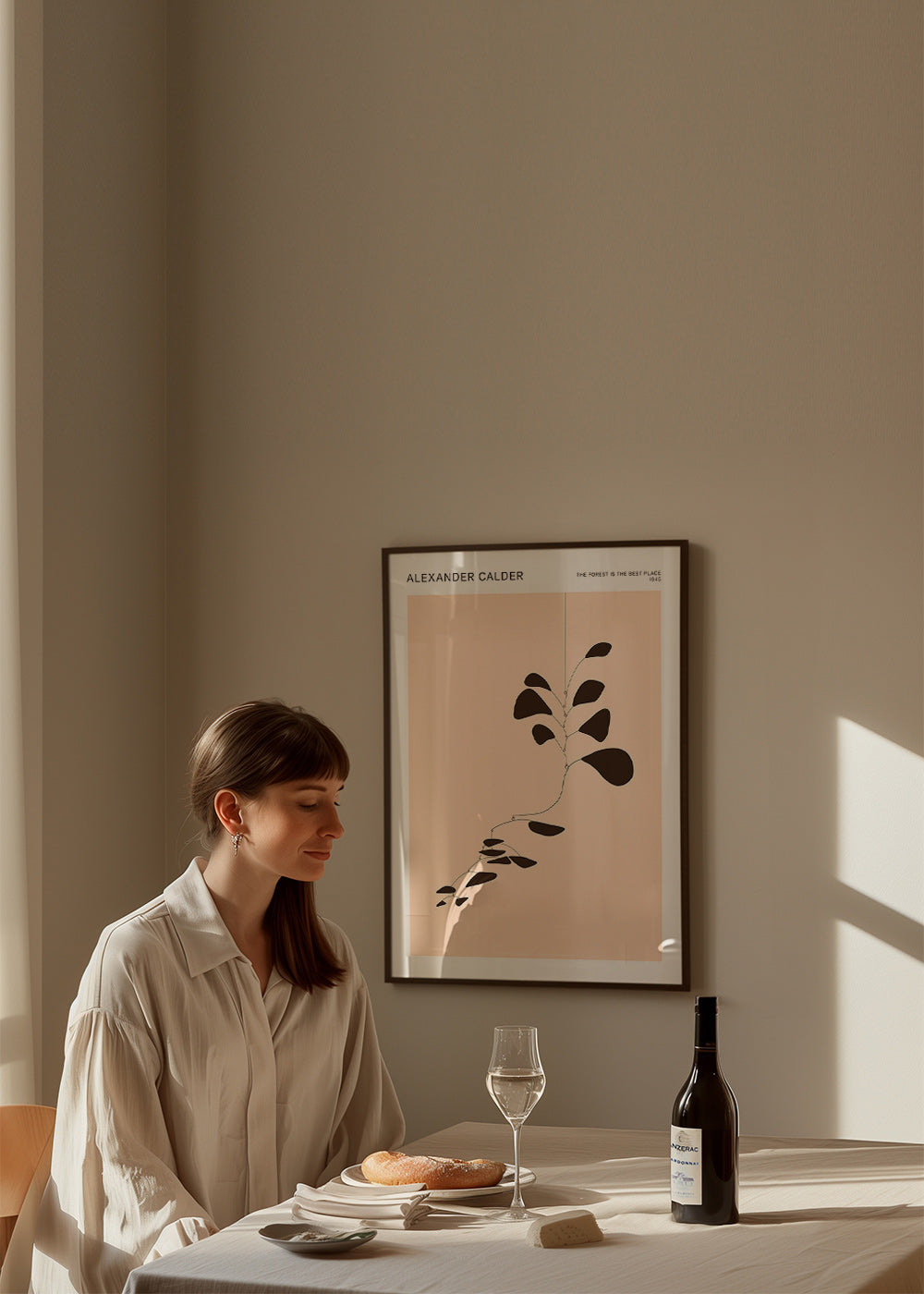 Botanical print Calder mobile of black leaves