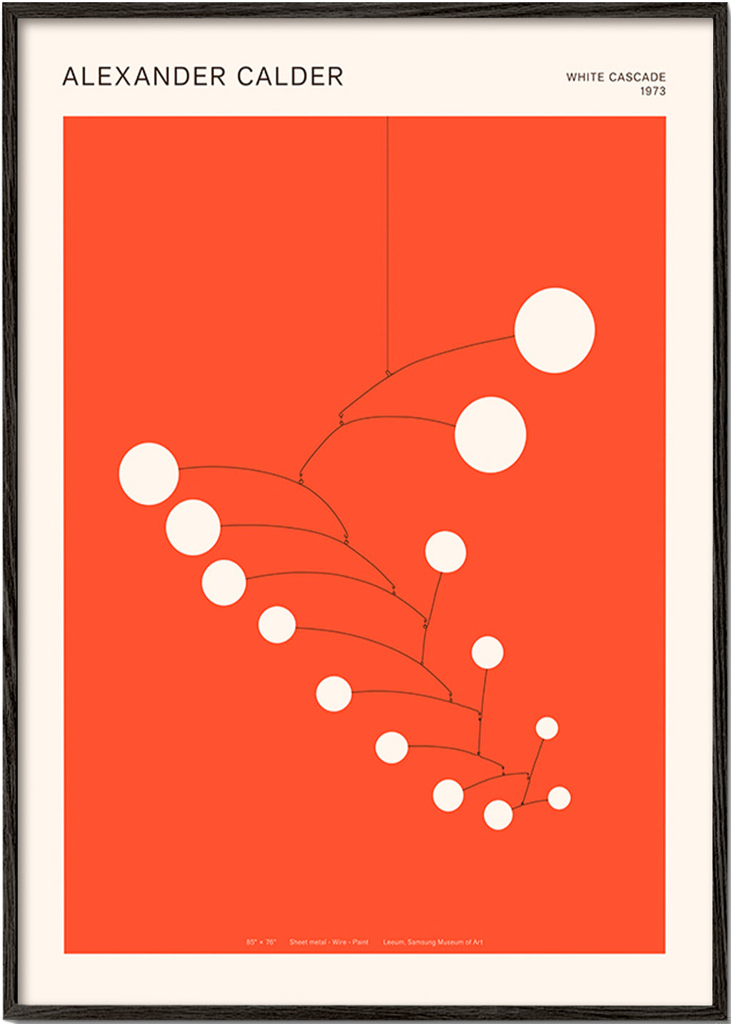 Abstract red mobile artwork with circles