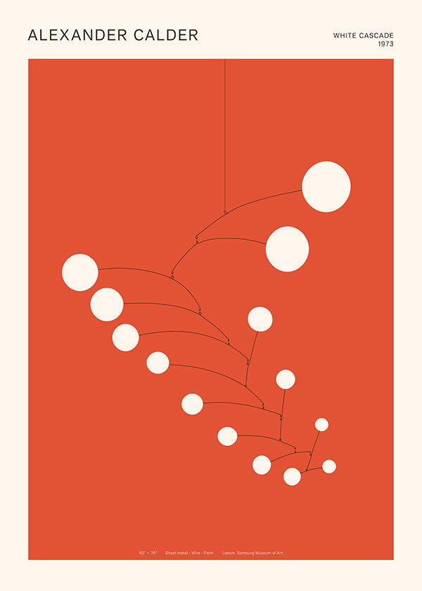 Abstract red mobile artwork with circles