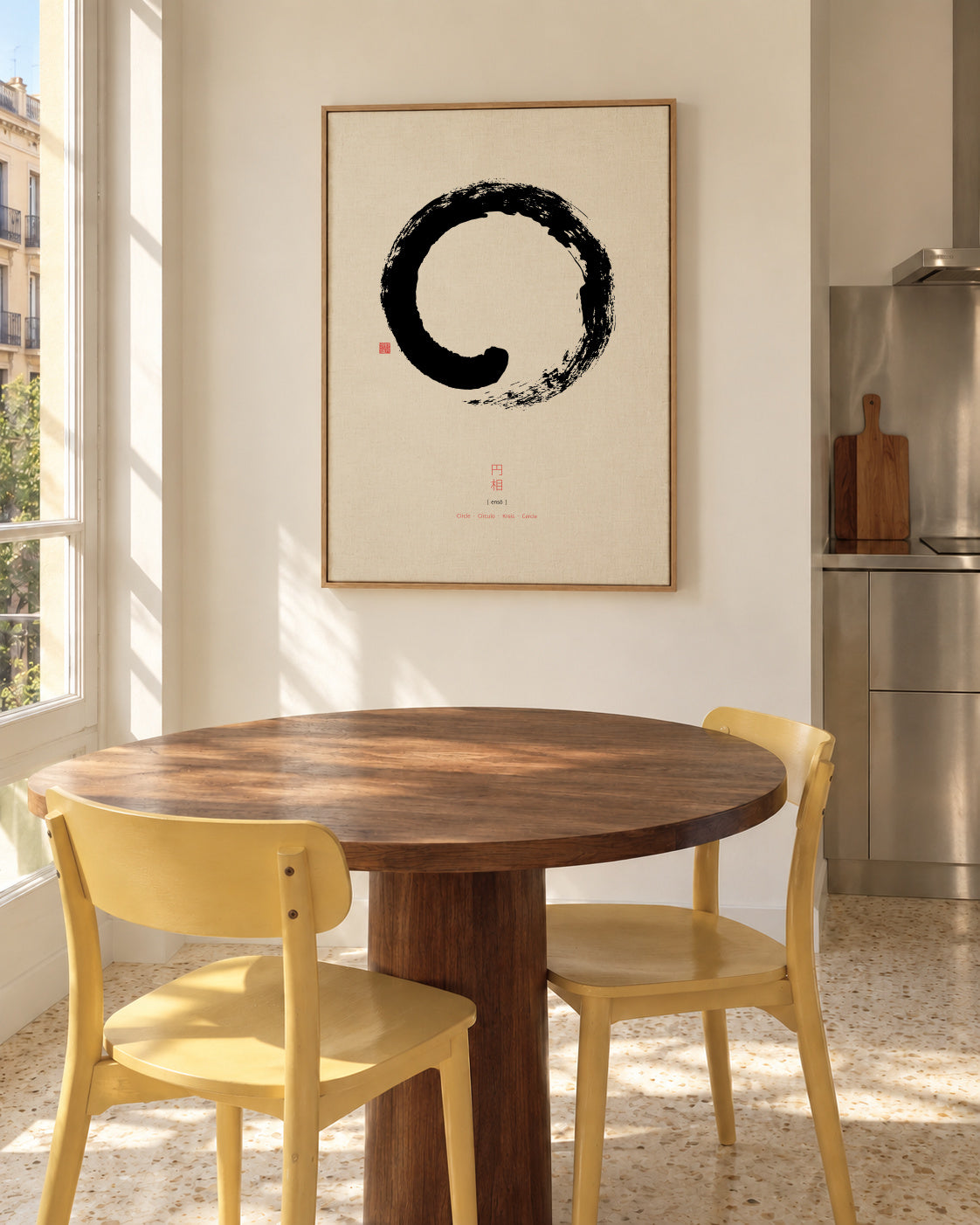 Ens? (on white background) - Framed canvas in an interior