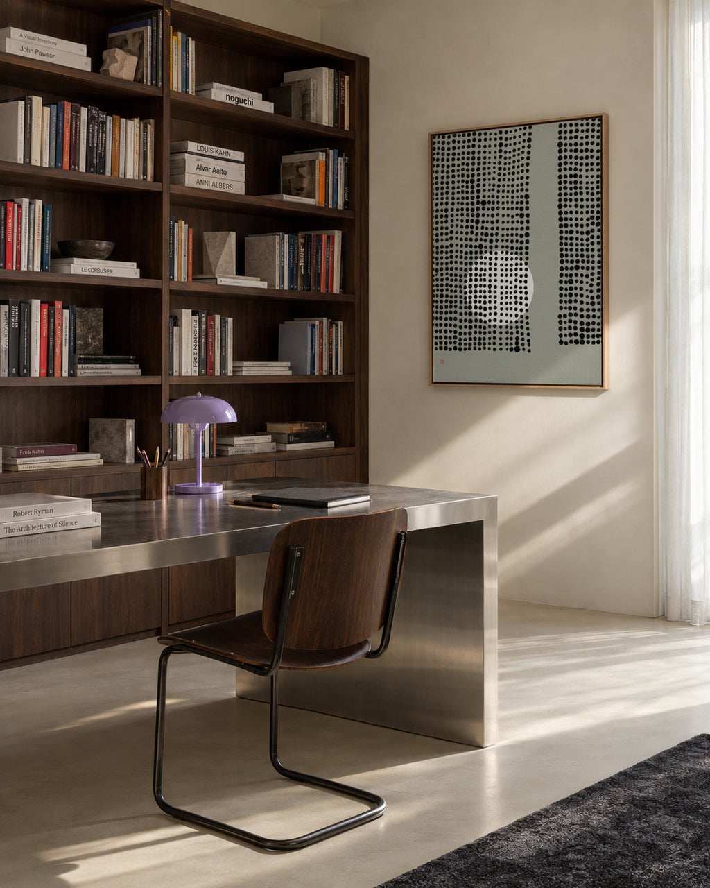 Hidden Moon n° 4 (Behind The Curtains) - Framed canvas in an interior