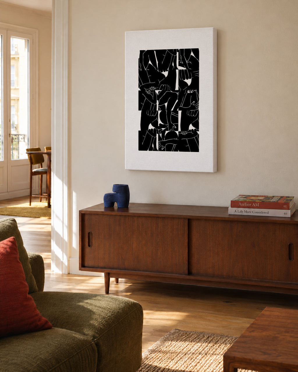 Bodies - Unframed canvas in an interior