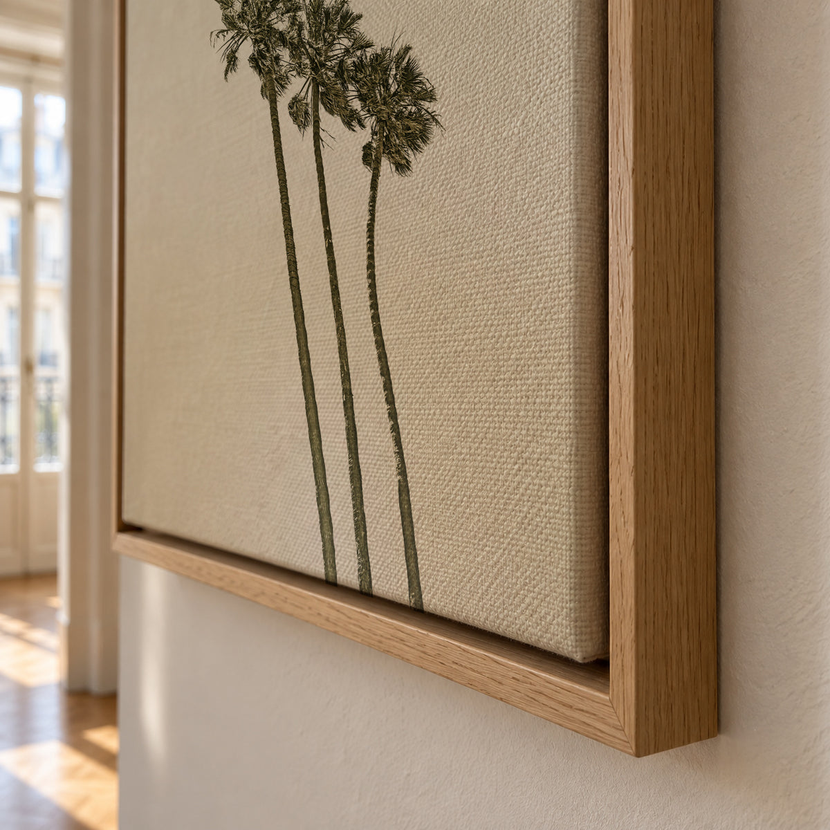Vintage palm trees at sunset - Framed canvas detail
