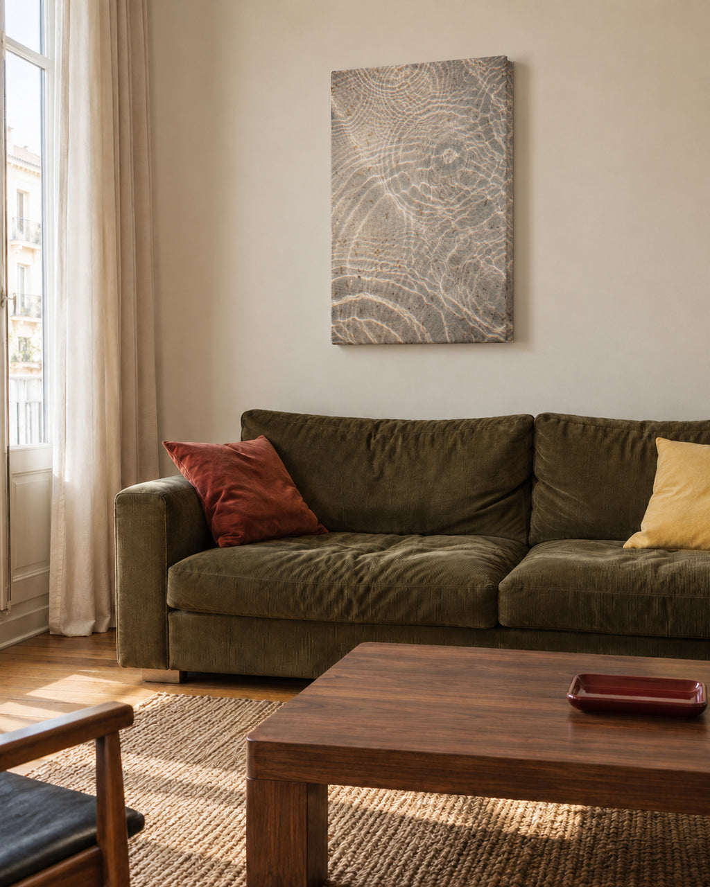 Reflections 4 - Unframed canvas in an interior