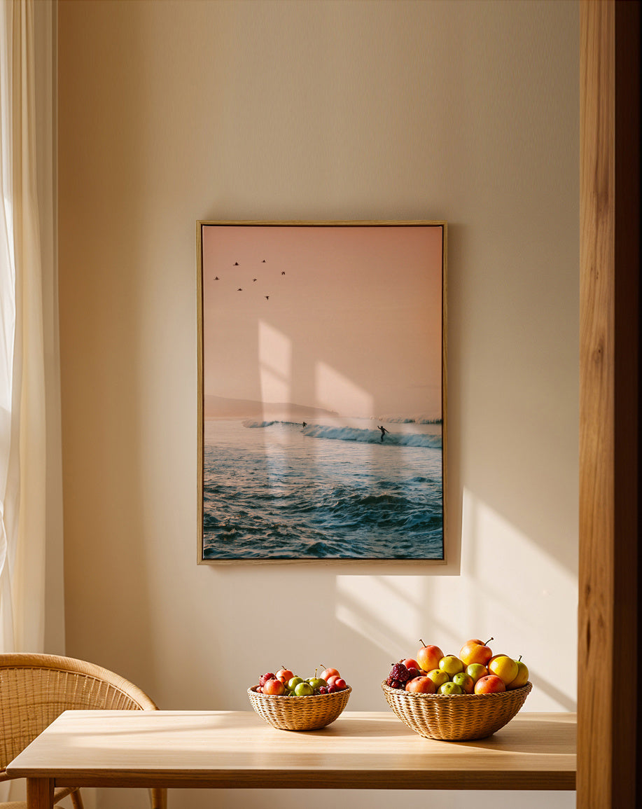 Sunset Surf - Framed canvas in an interior