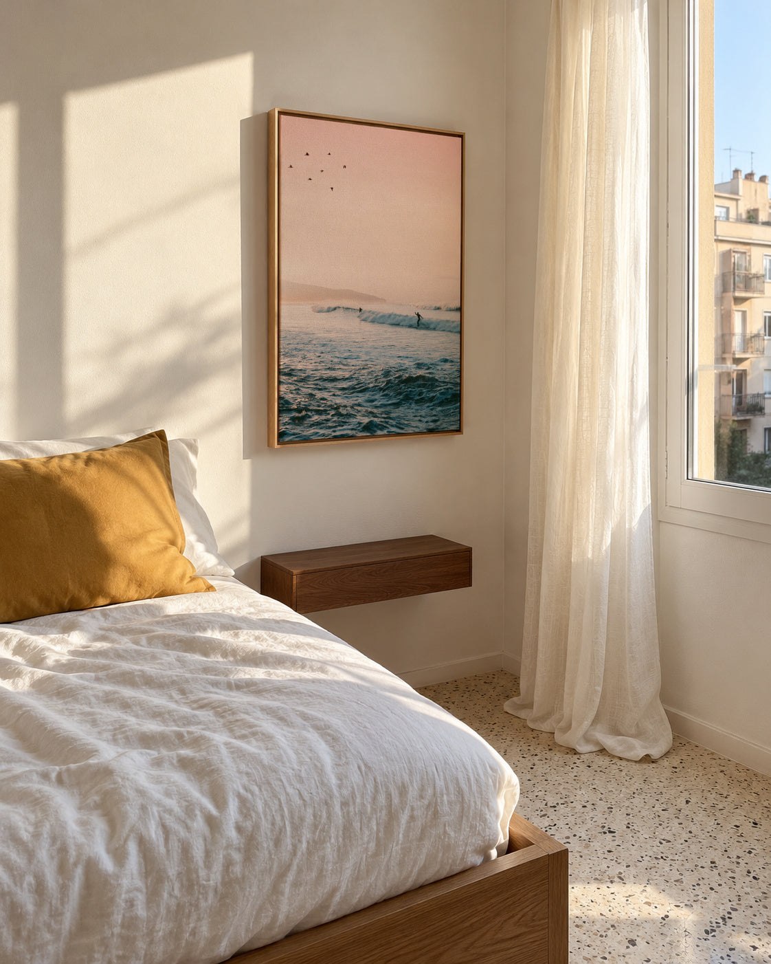 Sunset Surf - Framed canvas in an interior