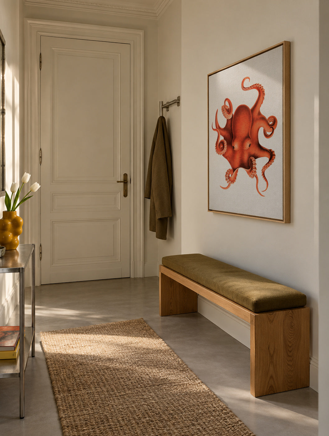 Watercolor Octopus - Framed canvas in an interior