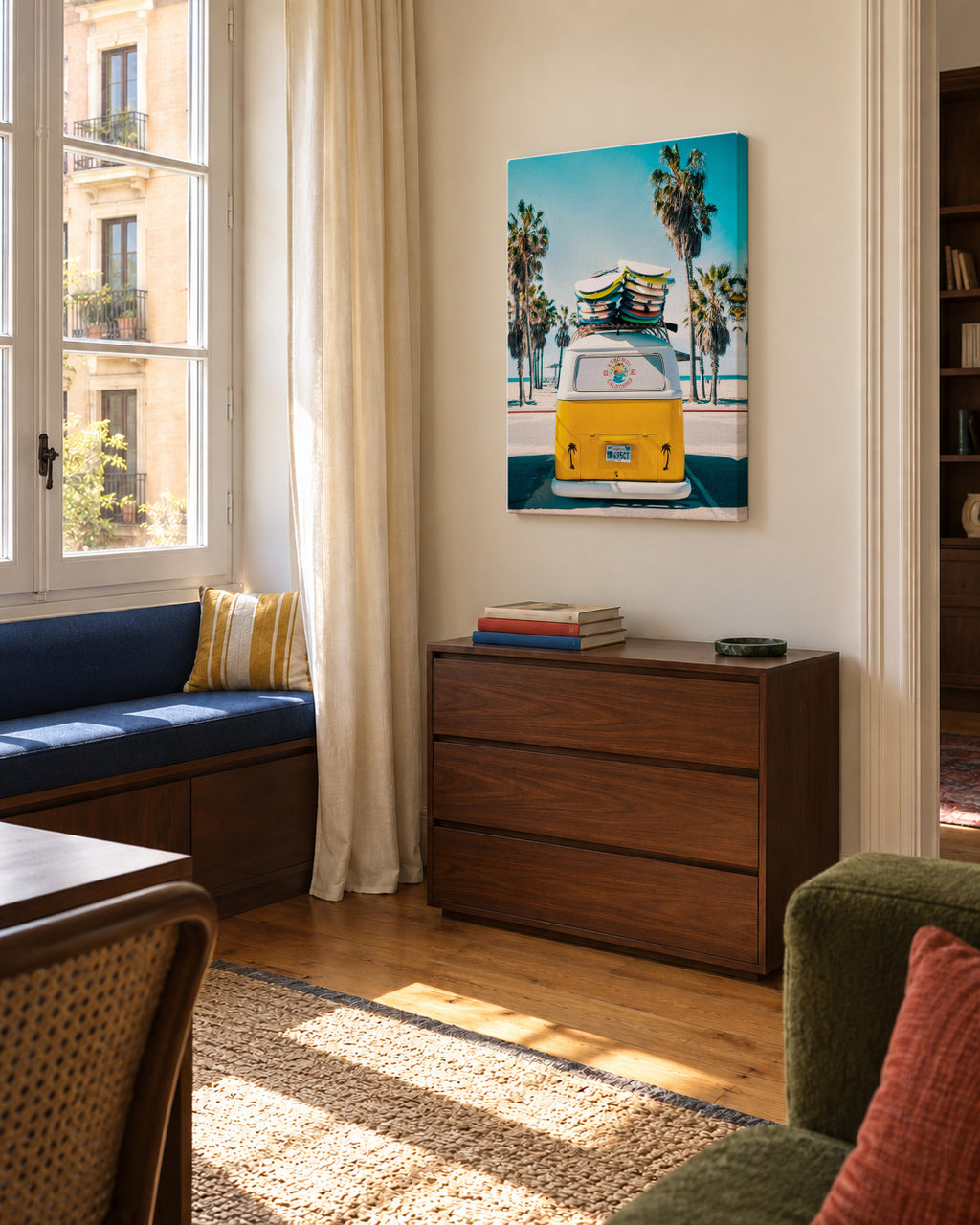 Van Life in Yellow - Unframed canvas in an interior
