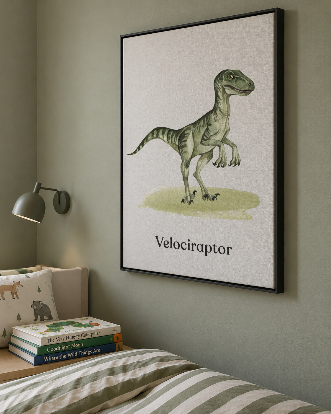 Velociraptor - Framed canvas in an interior
