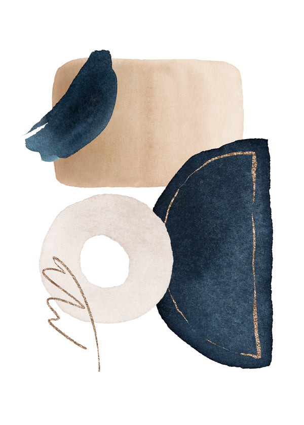 Watercolor Shapes in Navy 2