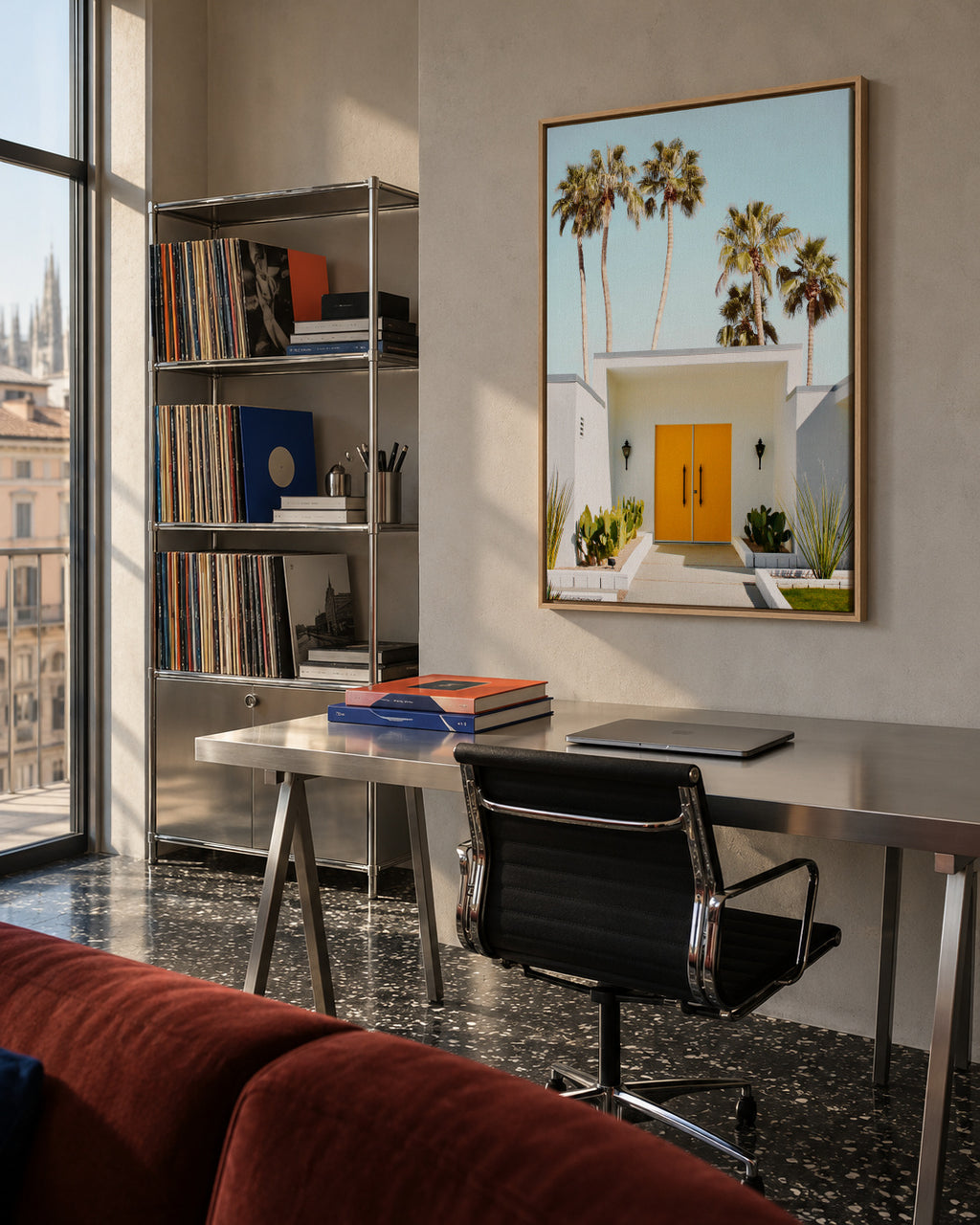 Welcome To Palm Springs - Framed canvas in an interior
