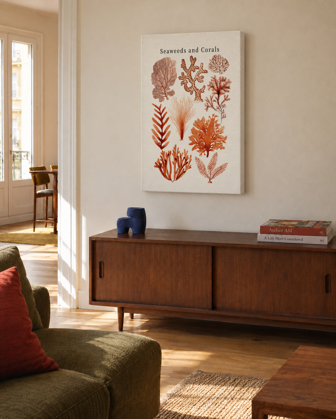 Seaweed & Corals Collection - Unframed canvas in an interior
