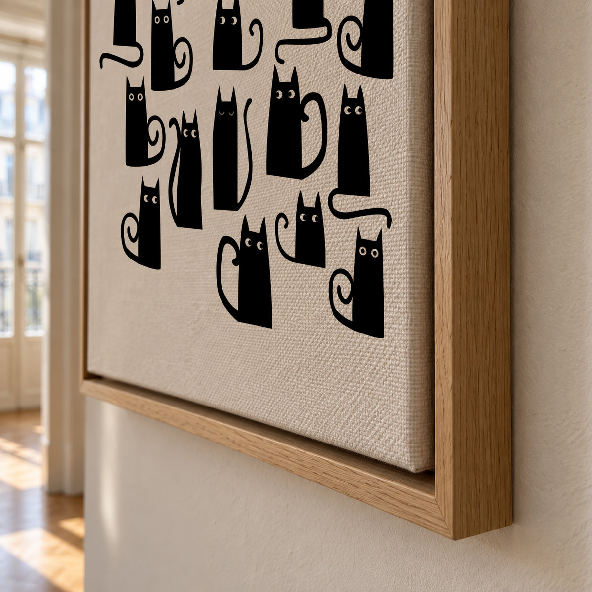 Black Cats - Framed canvas detail