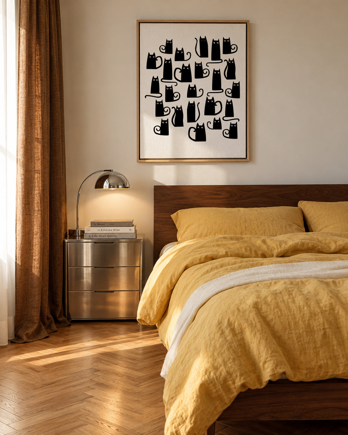 Black Cats - Framed canvas in an interior