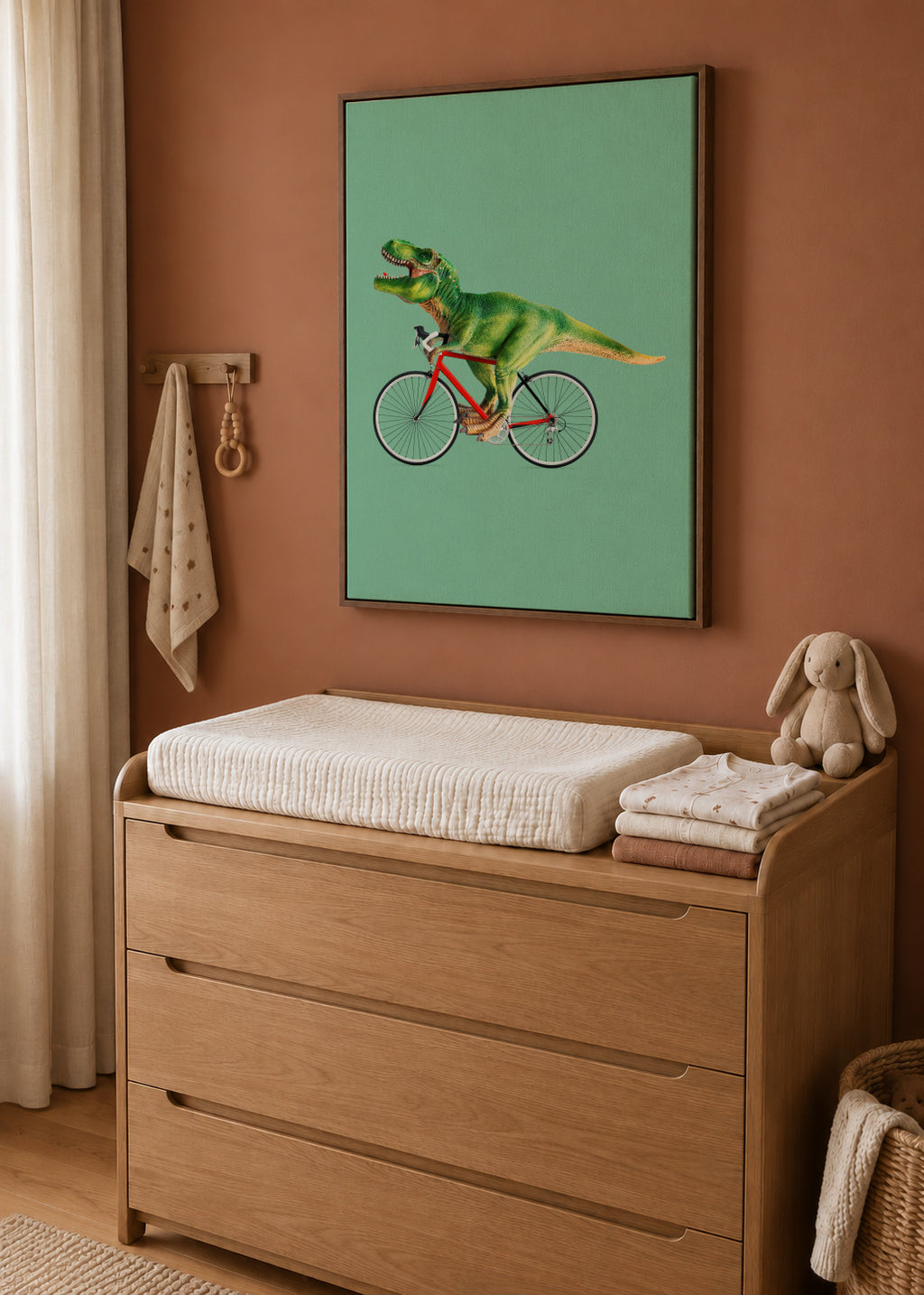 T-Rex Bike - Framed canvas in an interior