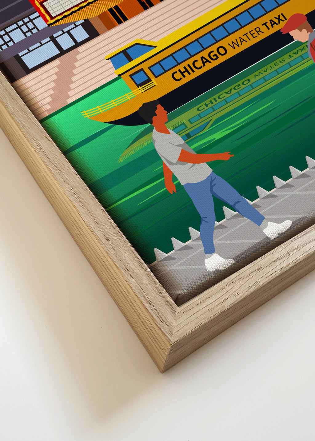 Travel to Chicago - Framed canvas detail