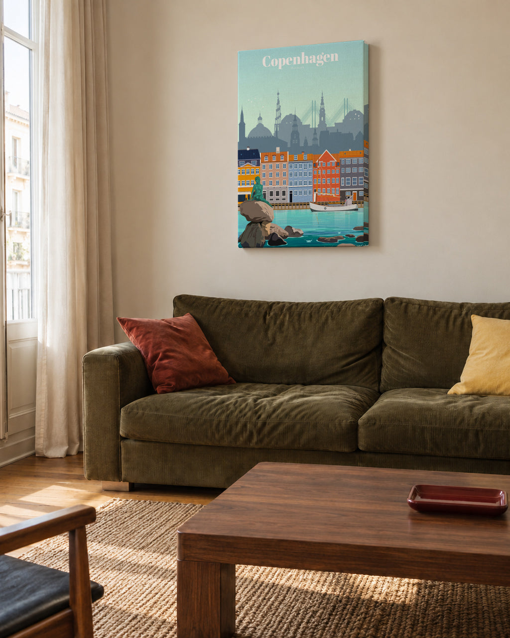 Travel to Kobenhavn - Unframed canvas in an interior