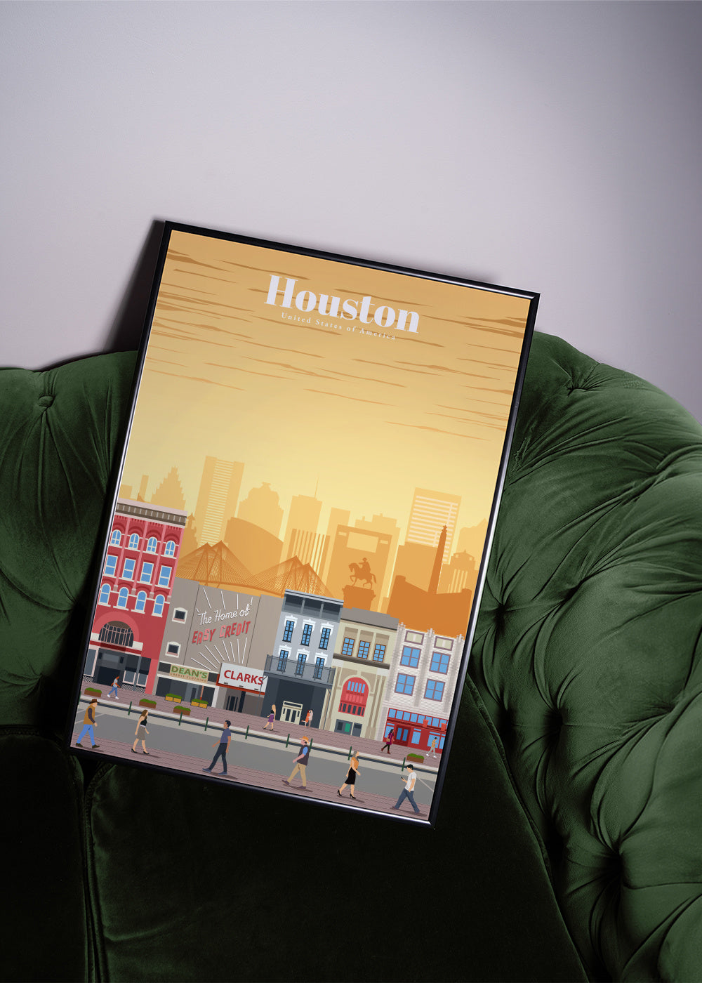Travel to Houston - Framed poster in an interior