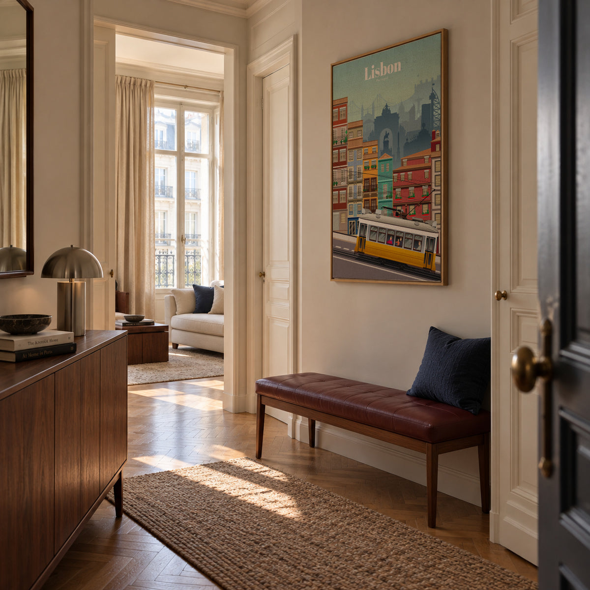 Travel to Lisbon - Framed canvas in an interior