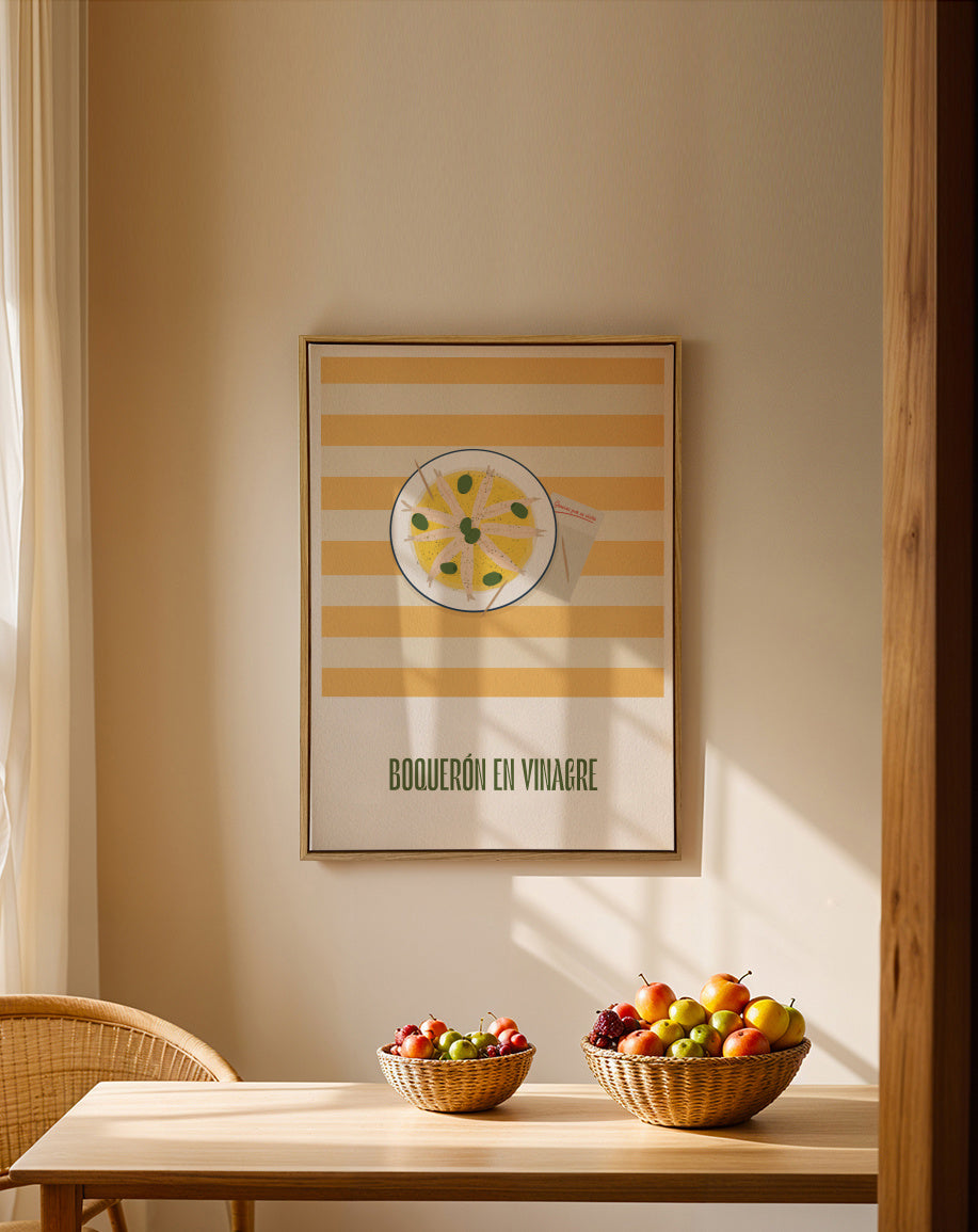 Boquerón en vinagre - Framed canvas in an interior