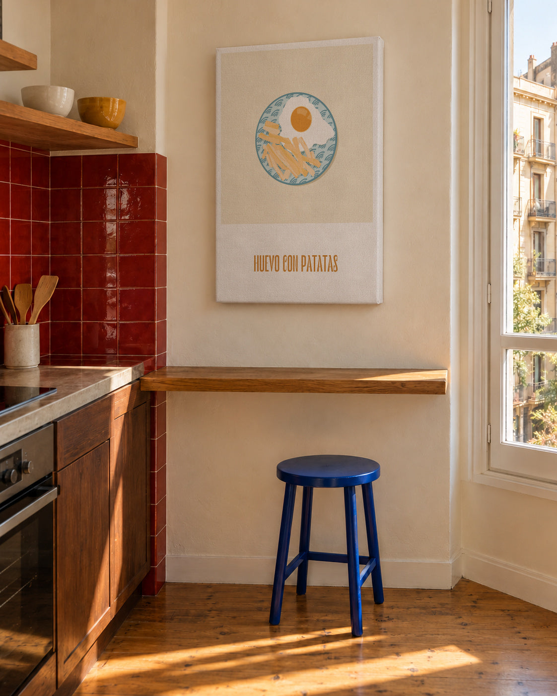 Huevo con patatas - Unframed canvas in an interior