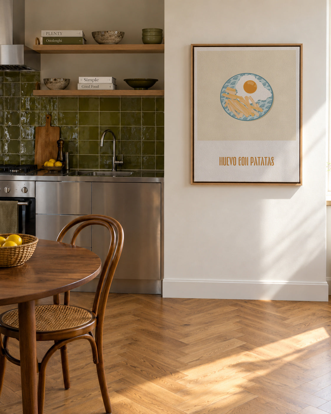 Huevo con patatas - Framed canvas in an interior