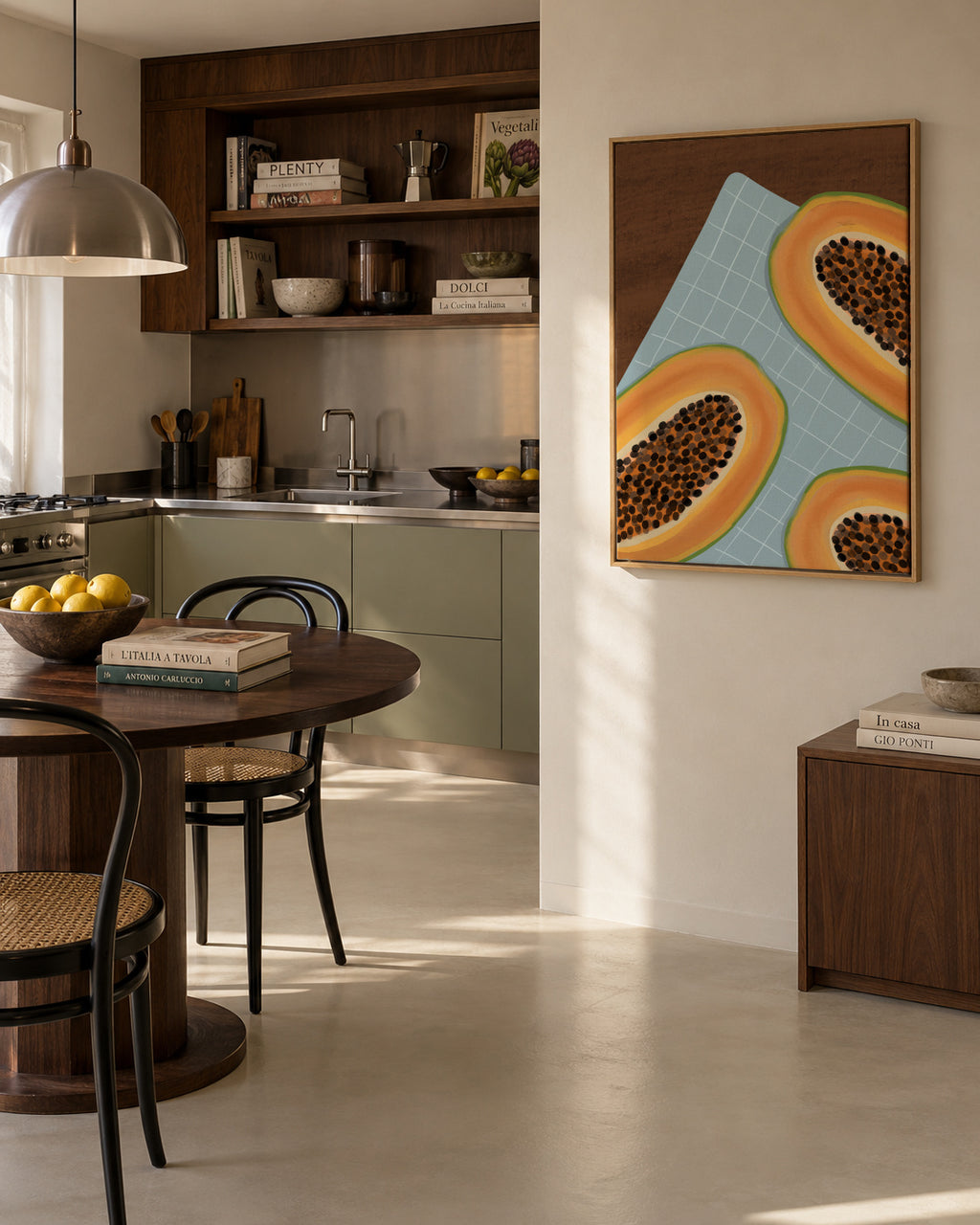 Savoring Papaya - Framed canvas in an interior