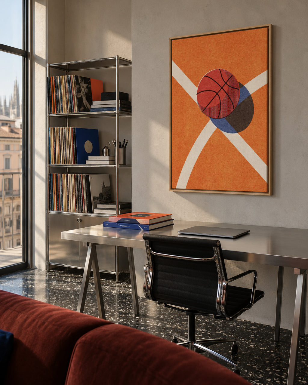 BALLS / Basketball (Indoor) - Framed canvas in an interior