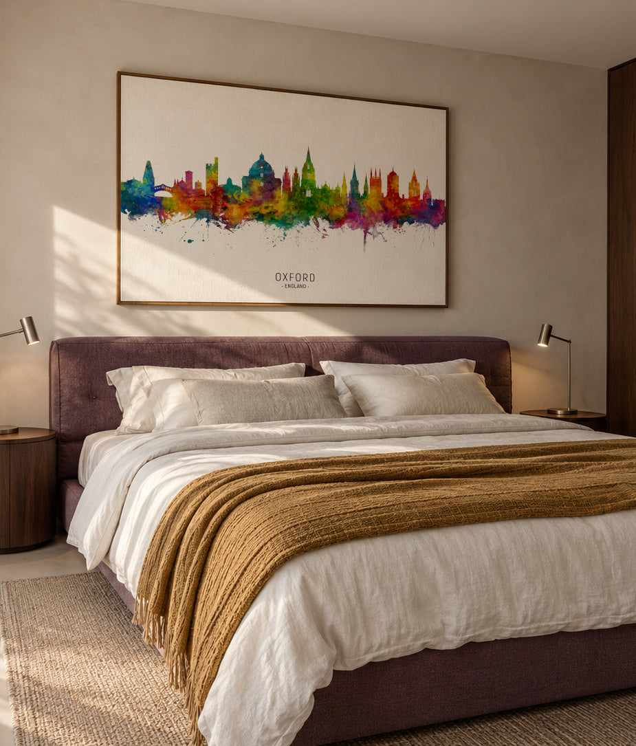 Oxford Skyline multicolor - Framed canvas in an interior