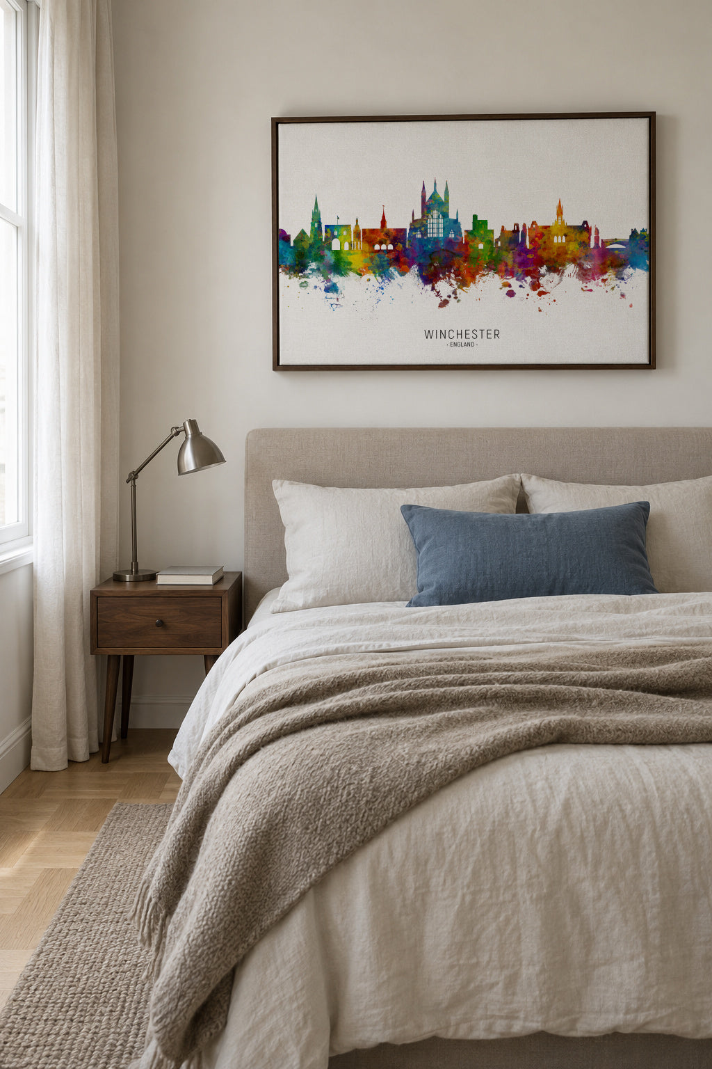 Winchester Skyline multicolor - Framed canvas in an interior