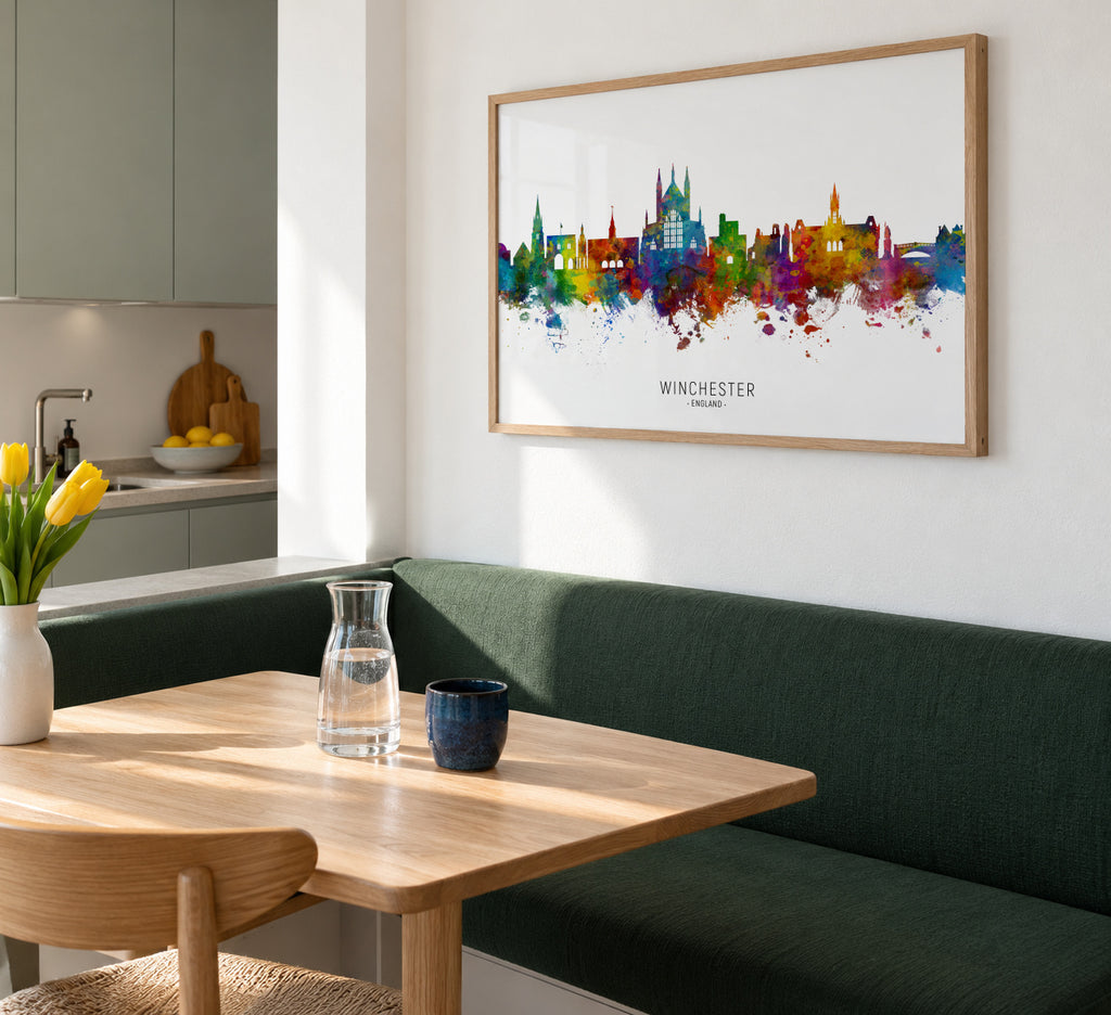 Winchester Skyline multicolor - Framed poster in an interior