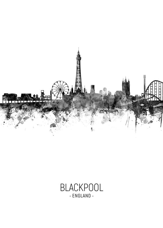 Blackpool Skyline black and white