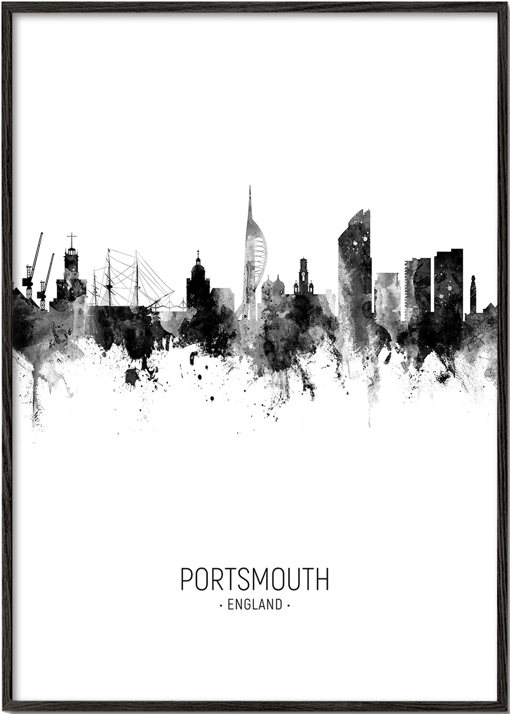 Portsmouth Skyline black and white