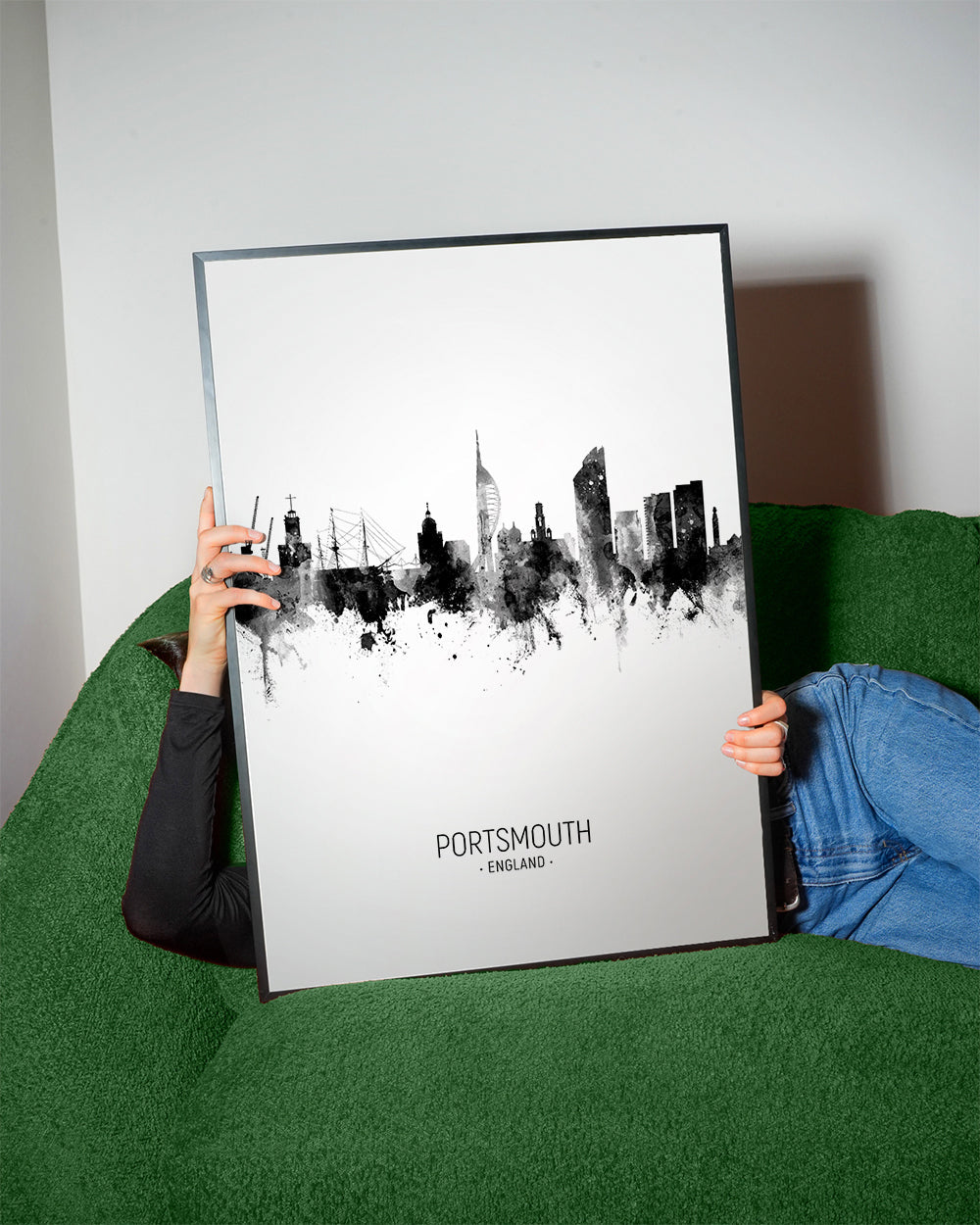 Portsmouth Skyline black and white