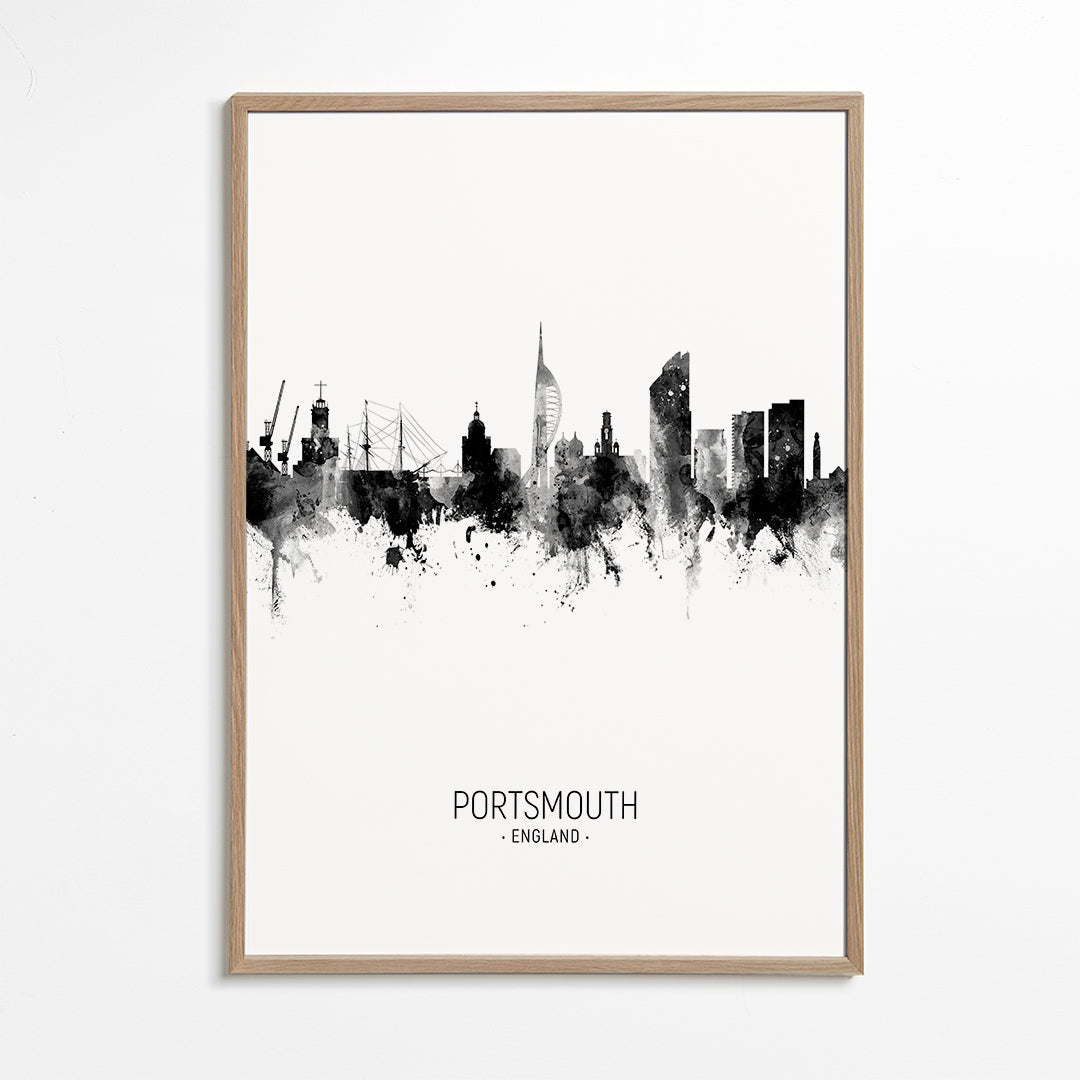Portsmouth Skyline black and white