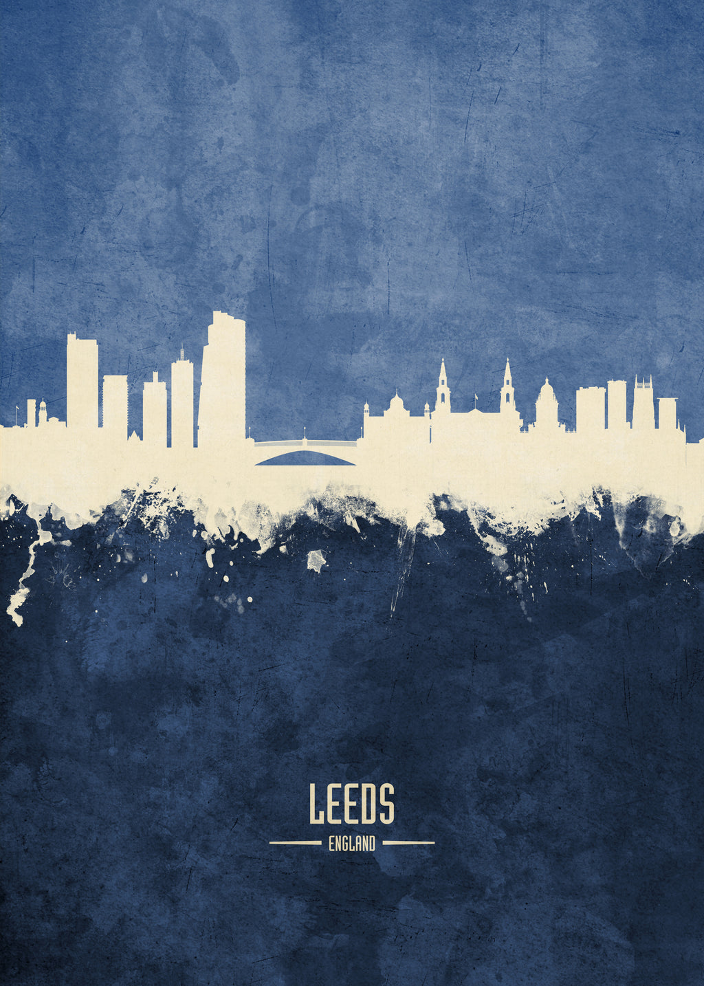 Leeds Skyline azul - Unframed art print