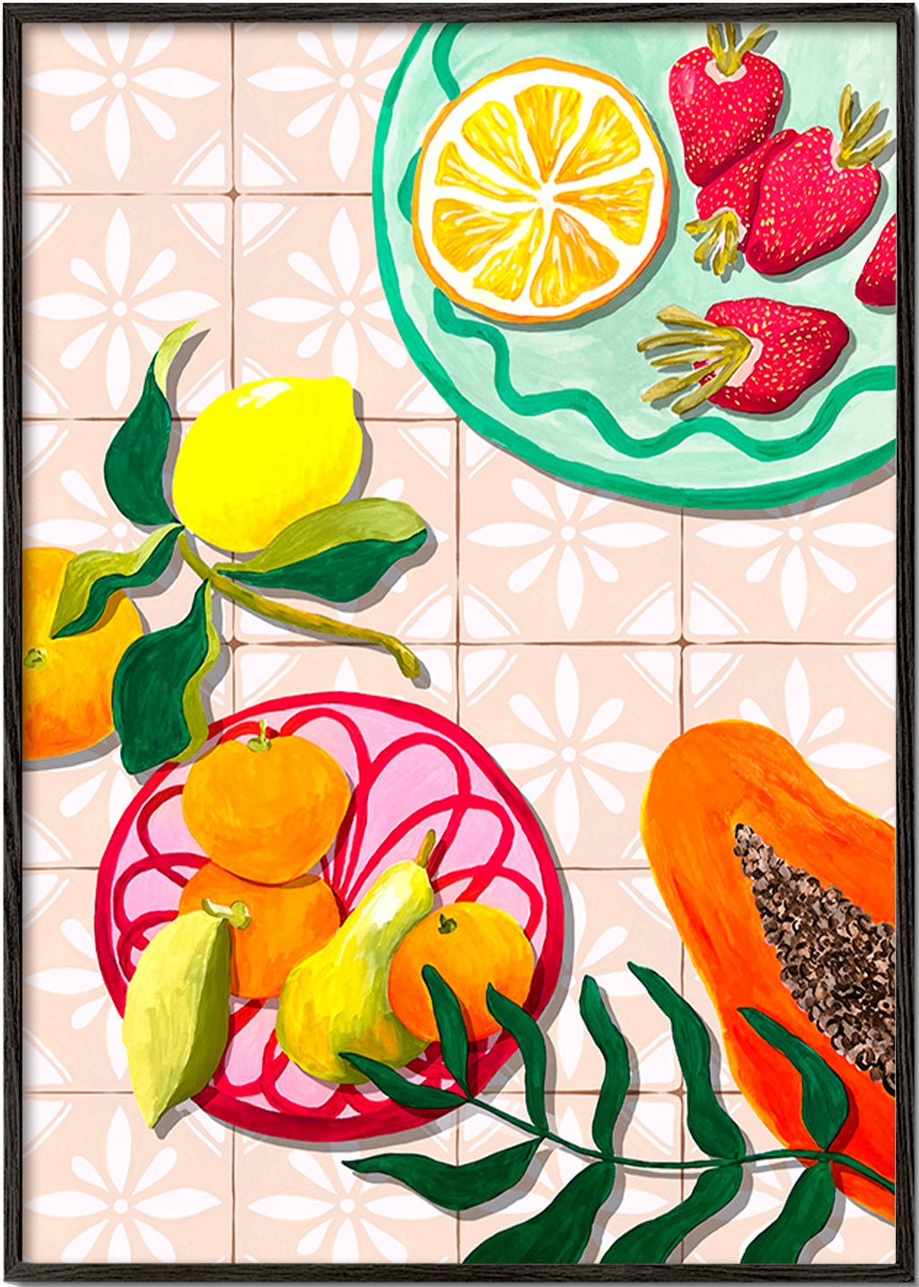 Kitchen art with citrus and ceramics