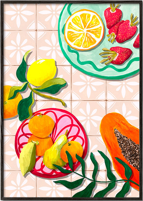Kitchen art with citrus and ceramics