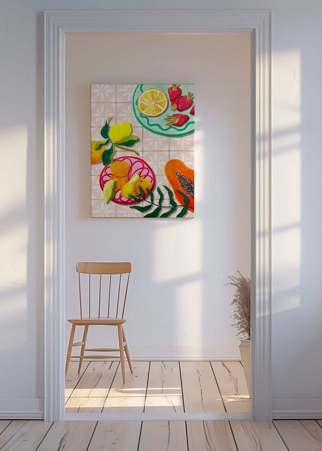 Kitchen art with citrus and ceramics